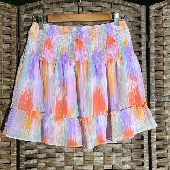 Aqua Womens Printed Ruffled Mini A-Line Skirt - Picture 3 of 3